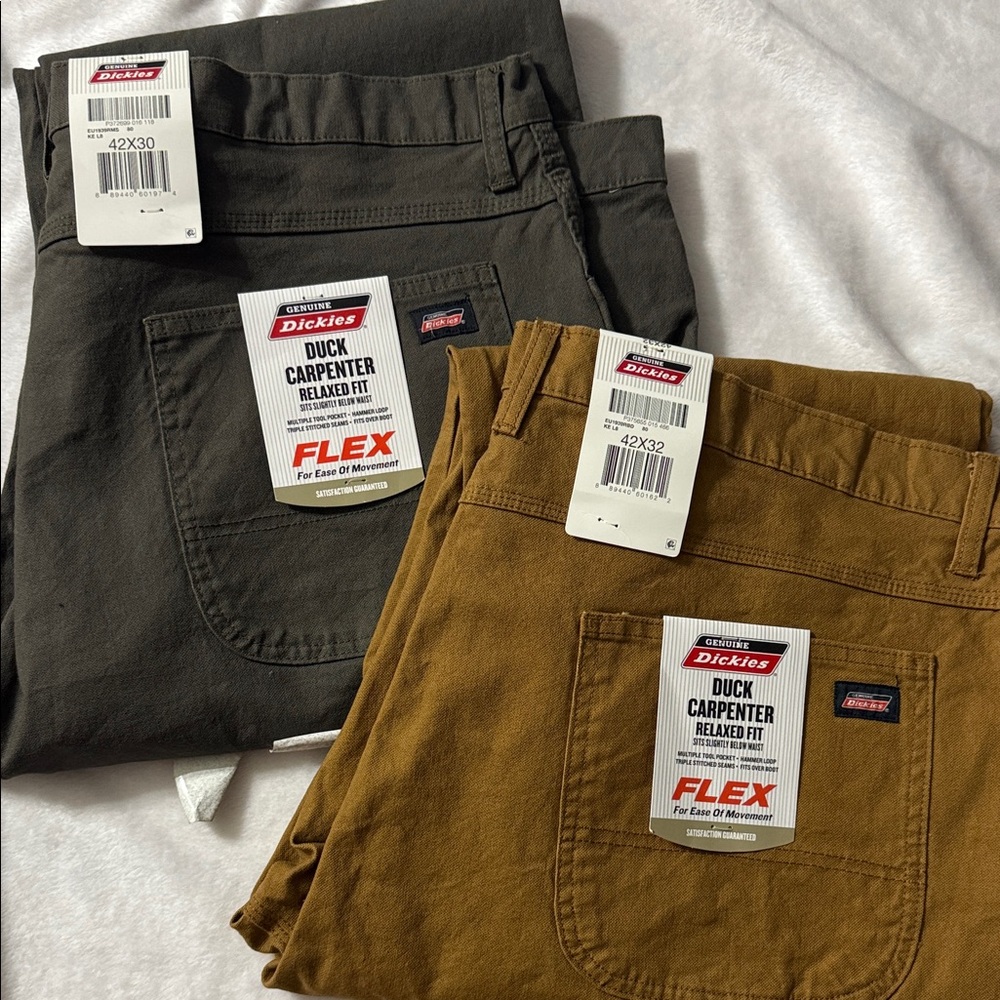 Dickies Duck Carpenter Relaxed Fit Size 42x30(Gray) and 42x32 (Brown)